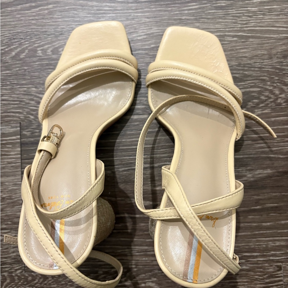 NWOT Sam Edelman Strappy Square Toe Sandals with Raffia Block Heel Size 7